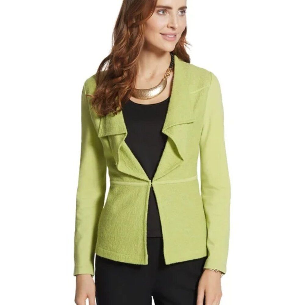 Chico's Women's Wool Green Chartreuse Lime Blazer Jacket Size XL (Size 3)
